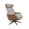 Fauteuil Flexlux en tissu Marina coloris light grey avec coque en bois et pieds pivotants - vue laterale I Axodeco.fr