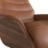 Fauteuil Flexlux en cuir Marina coloris cognac brown avec coque en bois et pieds pivotants - focus tissu  I Axodeco.fr