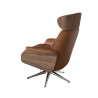 Fauteuil Flexlux en cuir Marina coloris cognac brown avec coque en bois et pieds pivotants - vue de dos  I Axodeco.fr