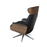 Fauteuil Flexlux en cuir Marina coloris platin black avec coque en bois et pieds pivotants - vue de dos  I Axodeco.fr