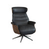 Fauteuil Flexlux en cuir Marina coloris platin black avec coque en bois et pieds pivotants - vue de face  I Axodeco.fr