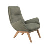 Fauteuil Flexlux en tissu bouclette MORO coloris olive avec repose pieds - vue laterale I Axodeco.fr