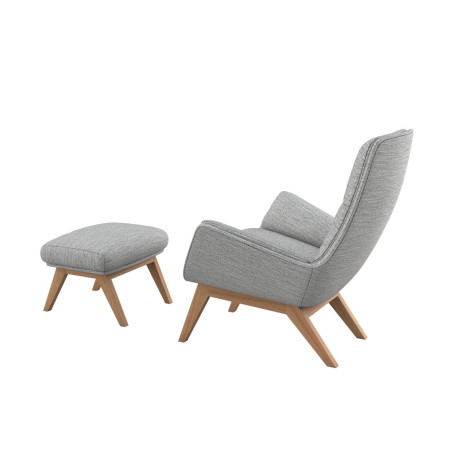 Fauteuil Flexlux en tissu MORO coloris light grey avec repose pieds - vue de dos I Axodeco.fr