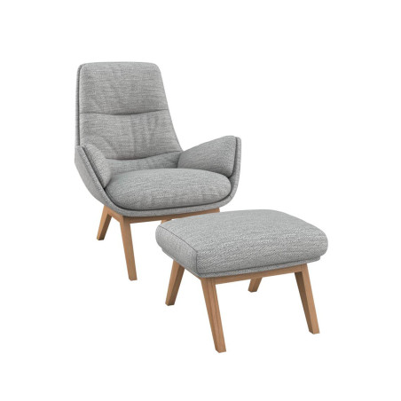Fauteuil Flexlux en tissu MORO coloris light grey avec repose pieds - vue de face I Axodeco.fr