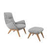Fauteuil Flexlux en tissu MORO coloris light grey avec repose pieds - vue laterale I Axodeco.fr