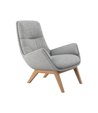 Fauteuil Flexlux en tissu MORO coloris light grey avec repose pieds - vue laterale I Axodeco.fr