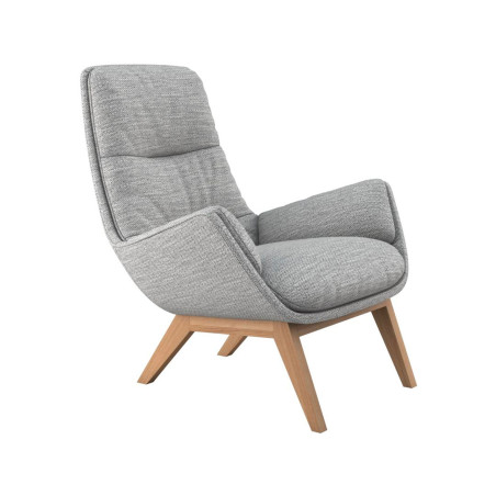 Fauteuil Flexlux en tissu MORO coloris light grey avec repose pieds - vue laterale I Axodeco.fr
