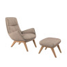 Fauteuil Flexlux en tissu chenille MORO coloris cold beige avec repose pieds - vue laterale I Axodeco.fr