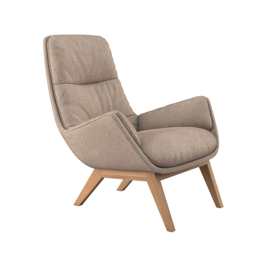 Fauteuil Flexlux en tissu chenille MORO coloris cold beige avec repose pieds - vue laterale I Axodeco.fr