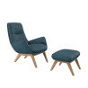 Fauteuil Flexlux en tissu chenille MORO coloris midnight blue avec repose pieds - vue laterale I Axodeco.fr