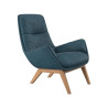 Fauteuil Flexlux en tissu chenille MORO coloris midnight blue avec repose pieds - vue laterale I Axodeco.fr