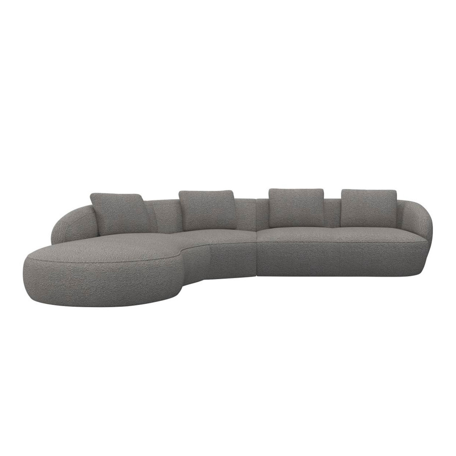 Canapé d'angle gauche Torino Flexlux en tissu roma coloris latte - vue de face I Axodeco.fr