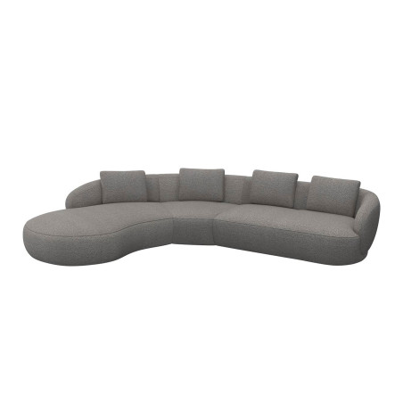 Canapé d'angle gauche Torino Flexlux en tissu roma coloris latte - vue latérale I Axodeco.fr