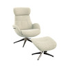 Fauteuil FLEXLUX en velours côtelé ELEGANT coloris ivoiry avec pied pivotant et repose pieds - Vue de face I Axodeco.fr