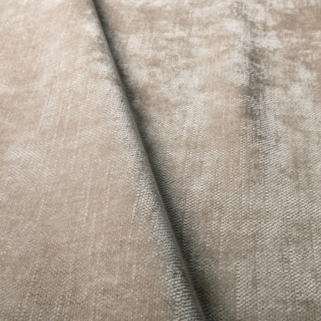 Fauteuil Flexlux en chenille Marina coloris cold beige avec coque en bois et pieds pivotants - zoom tissu I Axodeco.fr