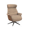 Fauteuil Flexlux en chenille Marina coloris cold beige avec coque en bois et pieds pivotants - vue de face  I Axodeco.fr