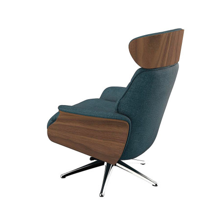 Fauteuil Flexlux en chenille Marina coloris midnight blue avec coque en bois et pieds pivotants - vue de dos  I Axodeco.fr