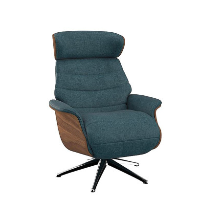 Fauteuil Flexlux en chenille Marina coloris midnight blue avec coque en bois et pieds pivotants - vue de face  I Axodeco.fr