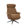 Fauteuil Flexlux en chenille Marina coloris teddy brown avec coque en bois et pieds pivotants - vue de face  I Axodeco.fr