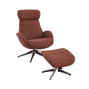 Fauteuil FLEXLUX en velours côtelé ELEGANT coloris cinnamon avec pied pivotant et repose pieds - Vue de face I Axodeco.fr