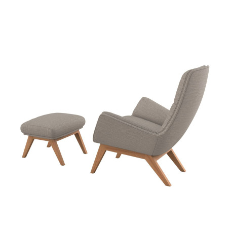 Fauteuil Flexlux en tissu MORO coloris cool beige avec repose pieds - vue de dos I Axodeco.fr
