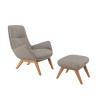 Fauteuil Flexlux en tissu MORO coloris cool beige avec repose pieds - vue laterale I Axodeco.fr