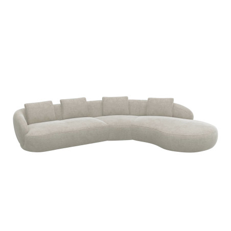 Canapé d'angle droit Torino Flexlux en tissu burano coloris mushroom  - vue latérale I Axodeco.fr