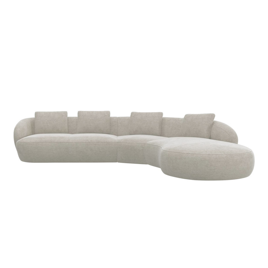 Canapé d'angle droit Torino Flexlux en tissu burano coloris mushroom  - vue de face I Axodeco.fr