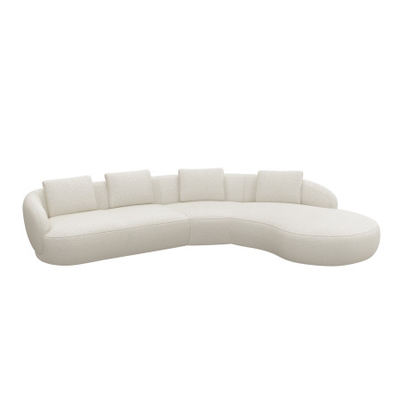 Canapé d'angle droit Torino Flexlux en tissu roma coloris off white - vue de latérale I Axodeco.fr