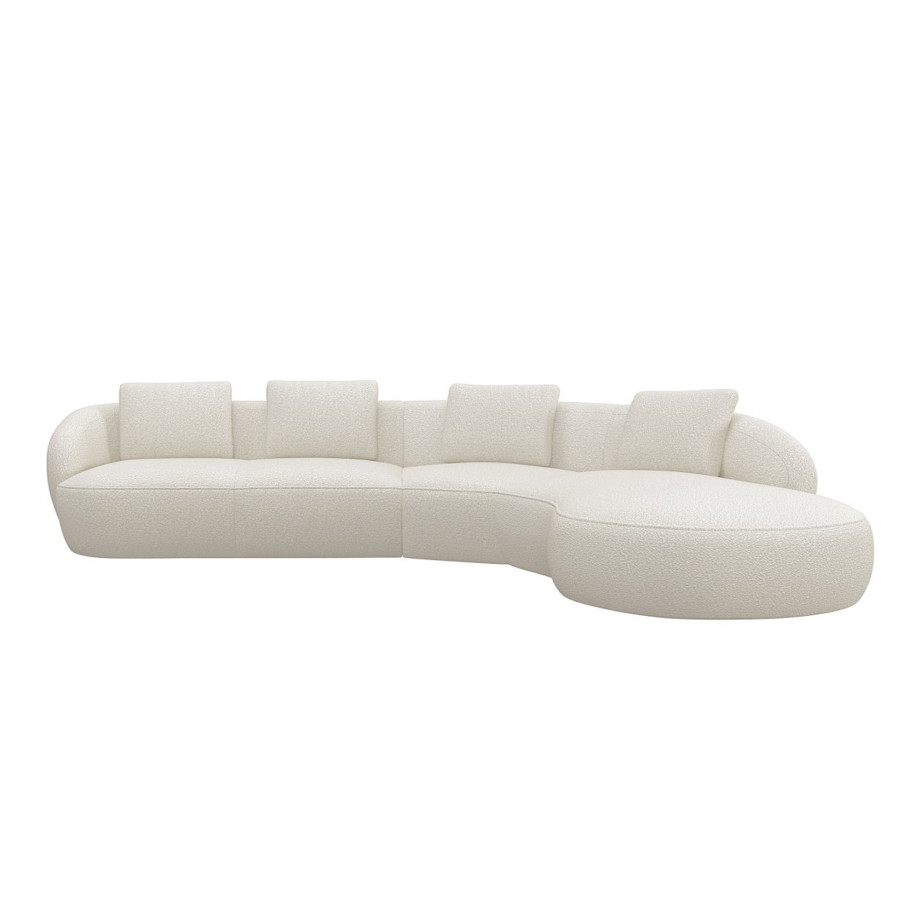 Canapé d'angle droit Torino Flexlux en tissu roma coloris off white - vue de face I Axodeco.fr