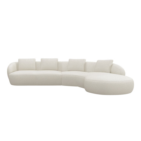 Canapé d'angle droit Torino Flexlux en tissu roma coloris off white - vue de face I Axodeco.fr