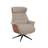 Fauteuil Flexlux en tissu Marina coloris cool beige avec coque en bois et pieds pivotants - vue de face I Axodeco.fr