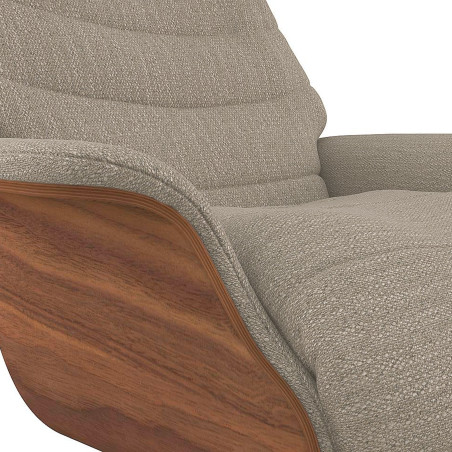 Fauteuil Flexlux en tissu Marina coloris cool beige avec coque en bois et pieds pivotants - focus tissu I Axodeco.fr