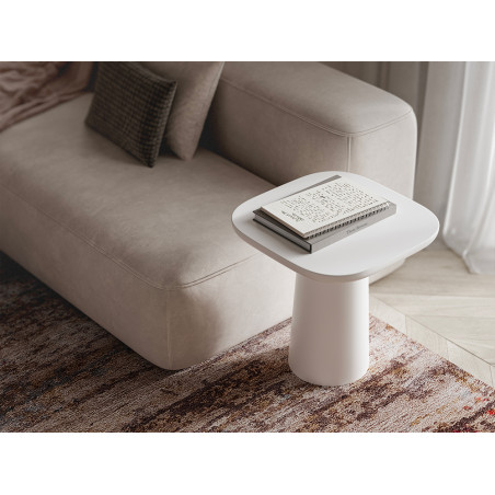 Table d'appoint CASTLE LINE en micro ciment Jade -Coloris snow- Photo d'ambiance I Axodeco.fr
