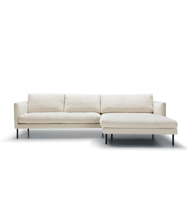 Canapé SITS angle en velours chenillé coloris cream Ashton avec pieds metal - Vue de face - droite | Axodeco.fr