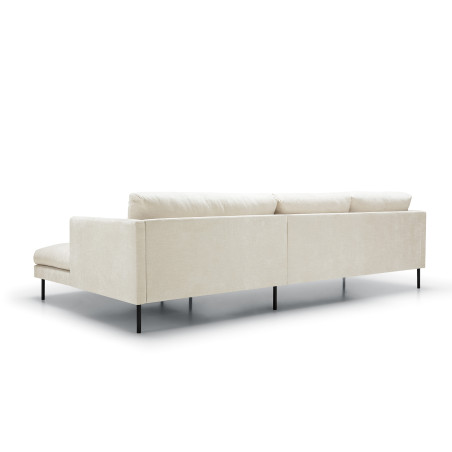 Canapé SITS angle en velours chenillé coloris cream Ashton avec pieds metal - Vue de derriere - droite | Axodeco.fr