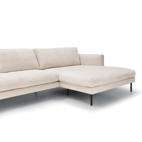 Canapé SITS angle en velours chenillé coloris cream Ashton avec pieds metal - focus 1 - droite | Axodeco.fr