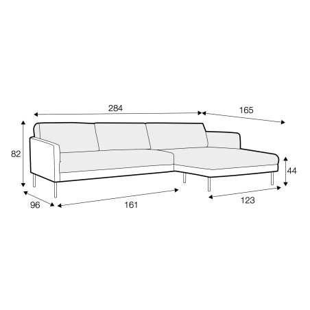 Canapé SITS angle en velours chenillé coloris cream Ashton avec pieds metal - filaire | Axodeco.fr