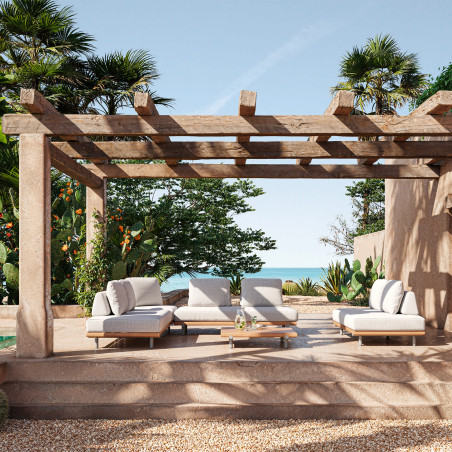 Table basse outdoor CASTLE LINE Emilio en teck - ambiance I Axodeco.fr