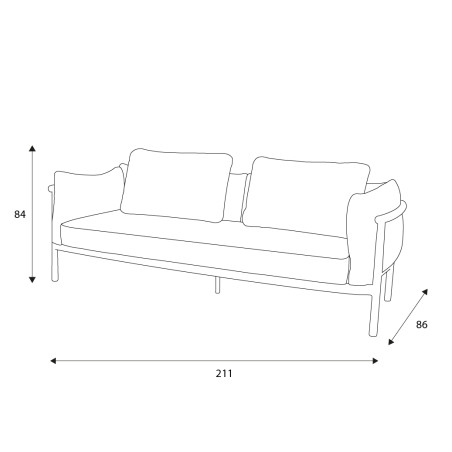 Canapé outdoor LIV Castle Line 2,5 places en aluminium - Filaire | Axodeco.fr