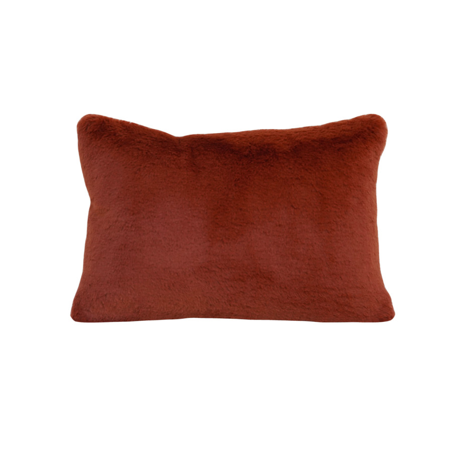 Coussin Peluche MÔTHI - 45x30 - coloris terracotta - face
