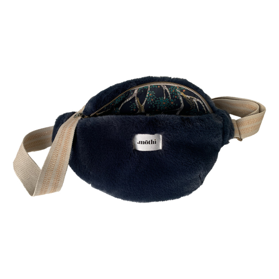 Sac banane Peluche MÔTHI - coloris bleu - face 01