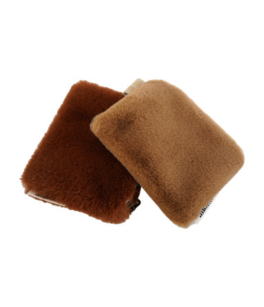 Petite pochette Peluche MÔTHI - coloris terracotta et tabac - face