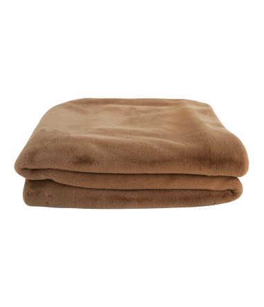 Plaid Peluche MÔTHI - coloris tabac - face