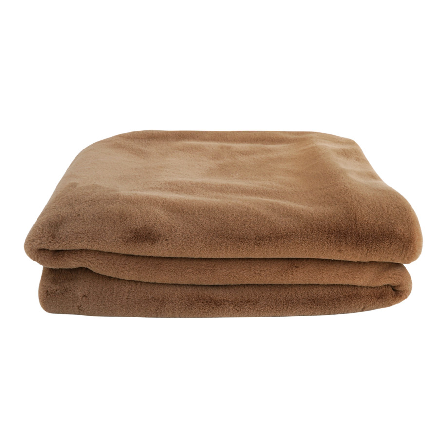 Plaid Peluche MÔTHI - coloris tabac - face