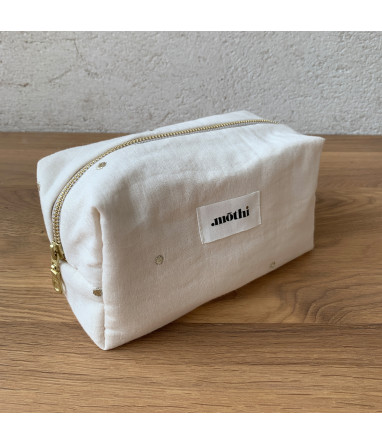 Trousse Plumetis MÔTHI - coloris écru - face