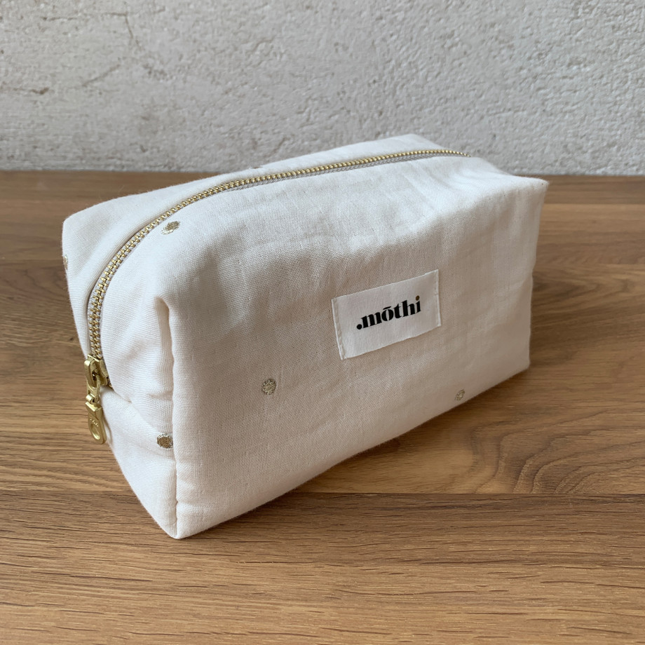 Trousse Plumetis MÔTHI - coloris écru - face